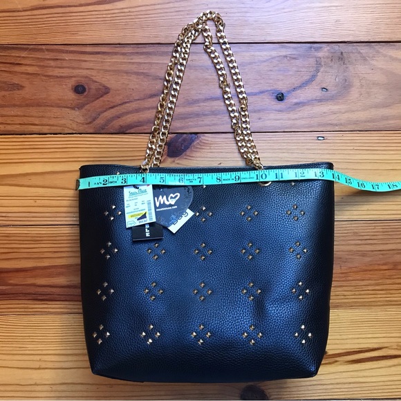 ImoShion USA Black Faux Leather Gold Chain Charger USB Purse Bundle, NWT, 14” - Picture 15 of 16